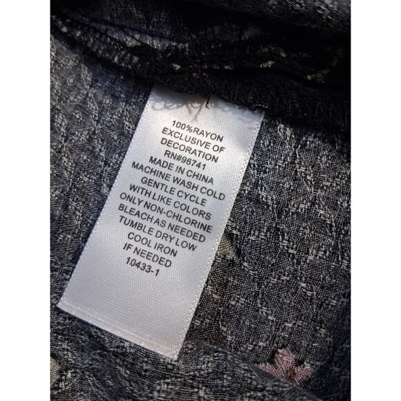 Y2k Arizona Jean Co Babydoll Womens Medium Black Floral Lace Whimsigoth Cami Top - Picture 12 of 14